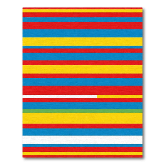Bold Red Blue Yellow Stripe Area Rug