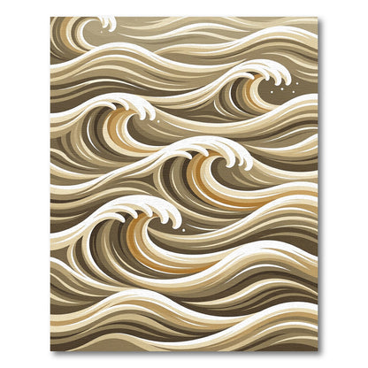 Brown And Cream Abstract Wave Rug