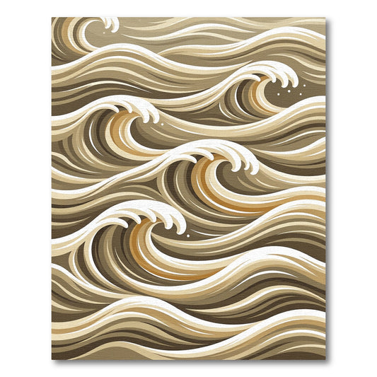 Brown And Cream Abstract Wave Rug