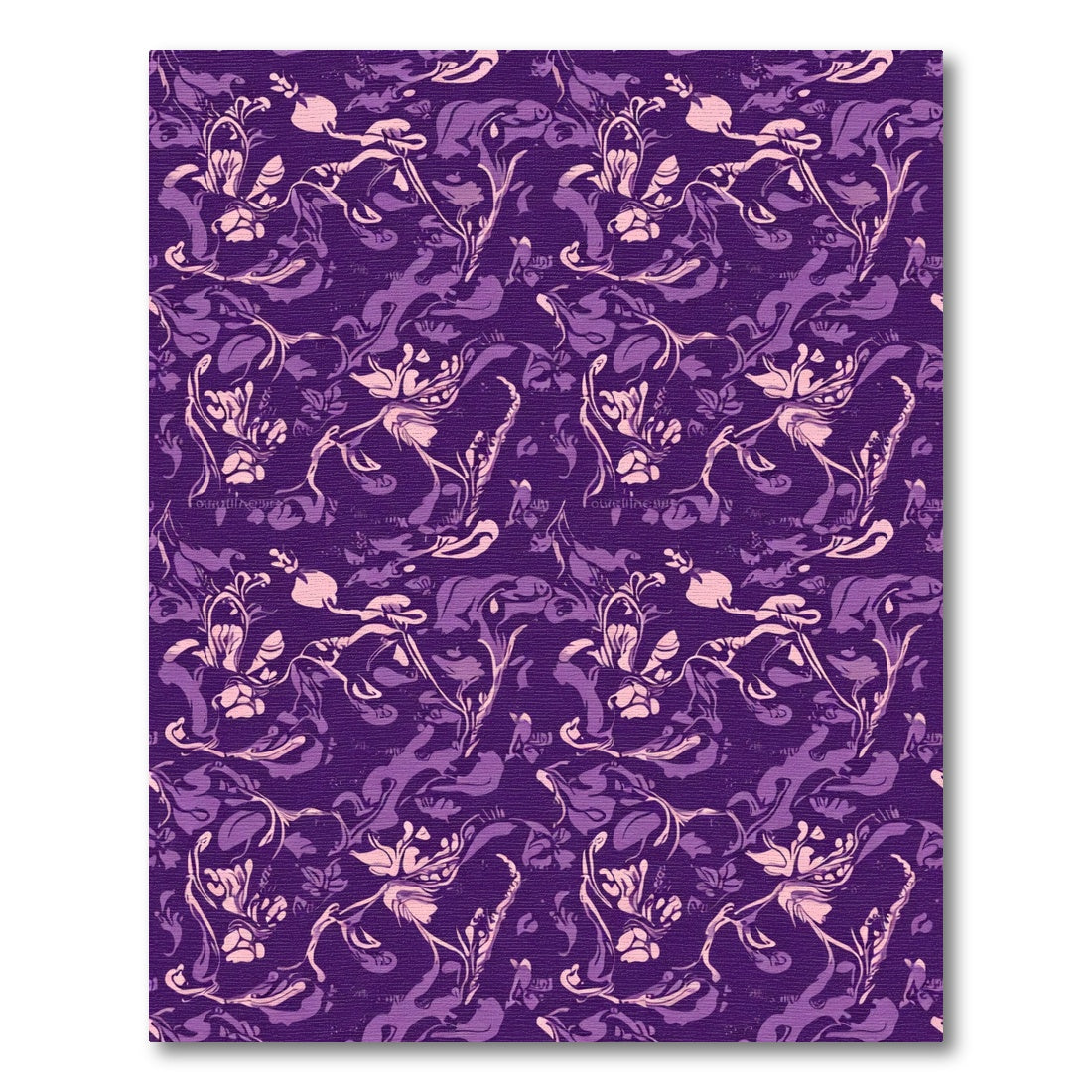 Ornate Violet Floral Vine Overlay Rug