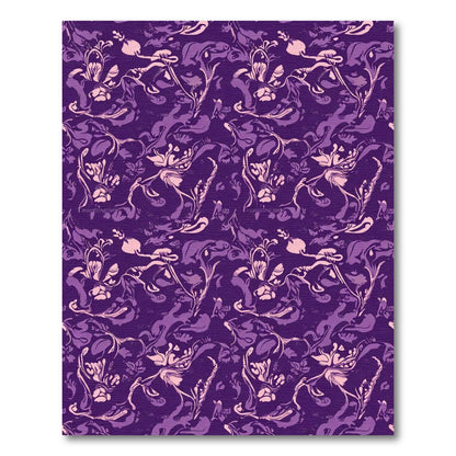 Ornate Violet Floral Vine Overlay Rug