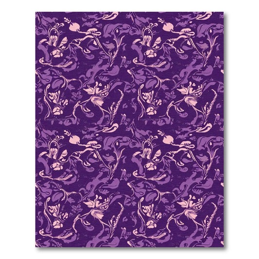 Ornate Violet Floral Vine Overlay Rug