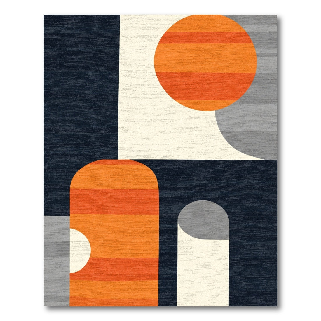 Abstract Orange Gray Rounded Shapes Rug