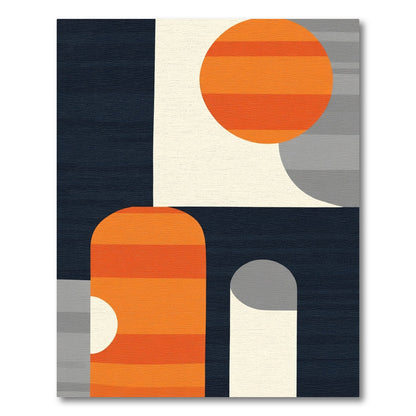 Abstract Orange Gray Rounded Shapes Rug