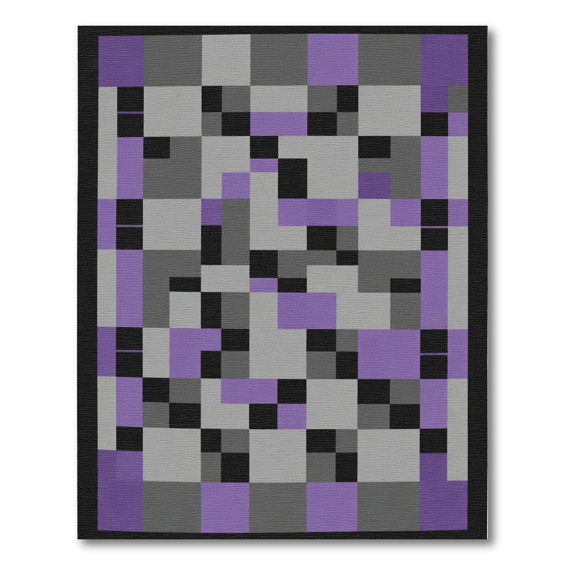 Modern Gray Purple Geometric Blocks Rug