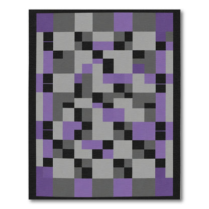 Modern Gray Purple Geometric Blocks Rug