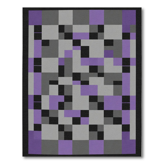 Modern Gray Purple Geometric Blocks Rug