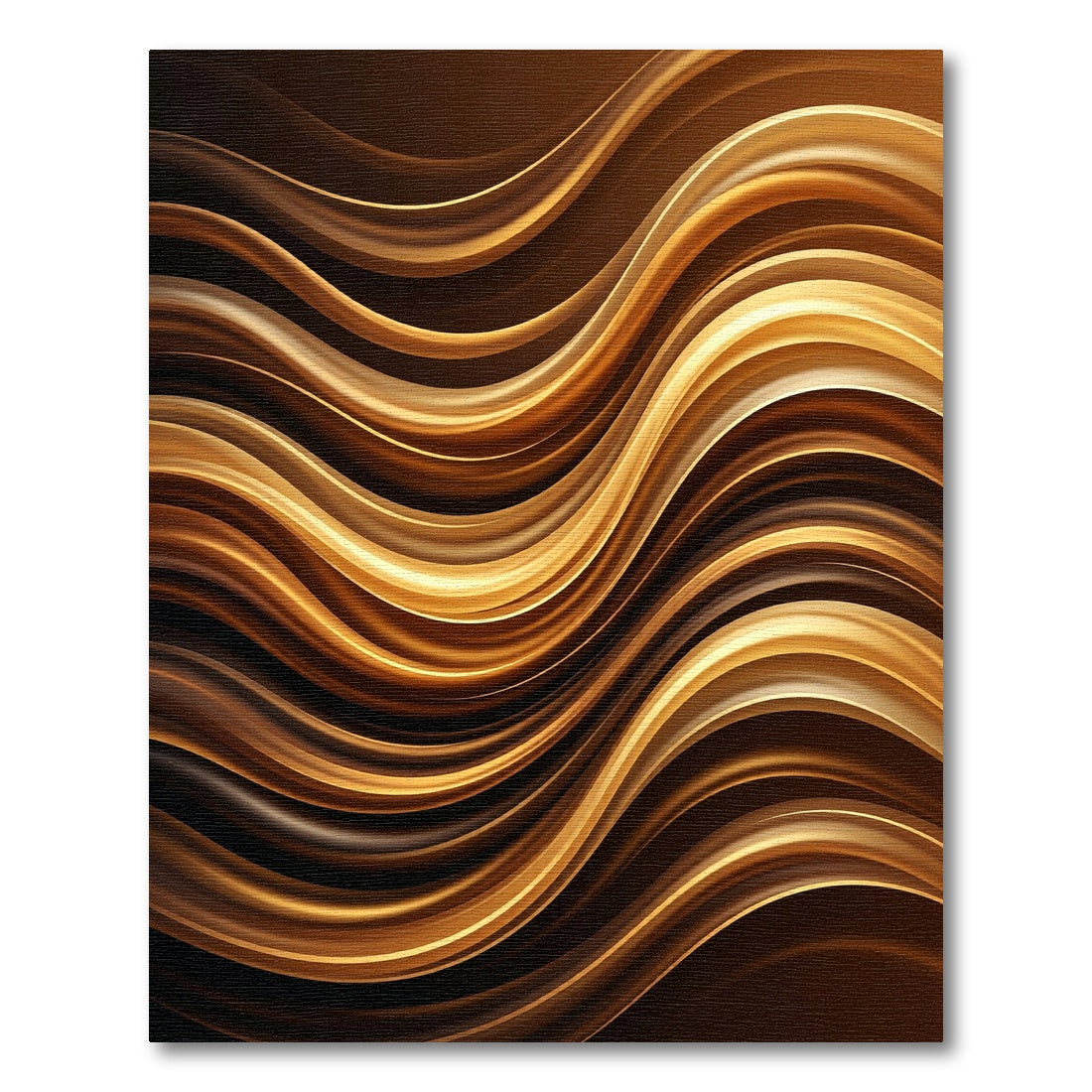Golden Brown Flowing Waves Rug