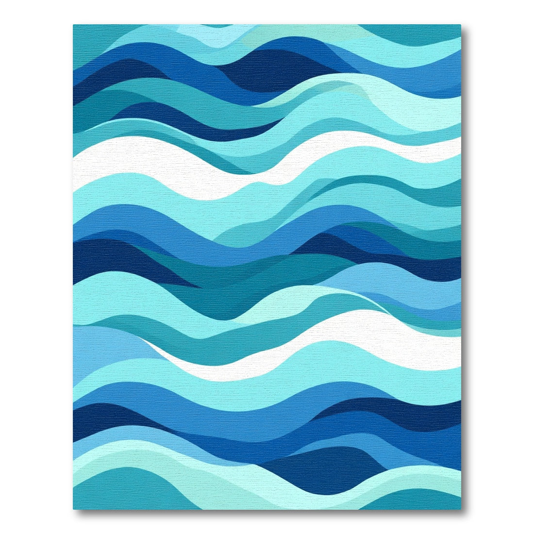 Blue Aqua Ocean Layered Waves Rug