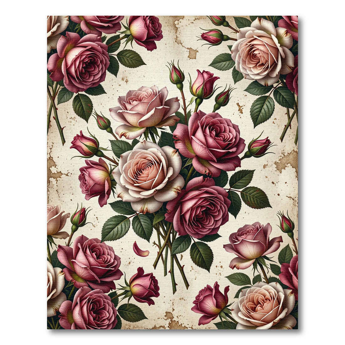 Romantic Dusty Rose Vintage Floral Bouquet Rug