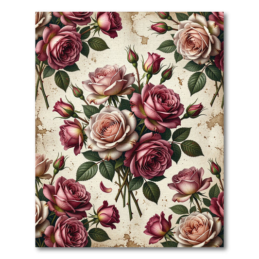 Romantic Dusty Rose Vintage Floral Bouquet Rug