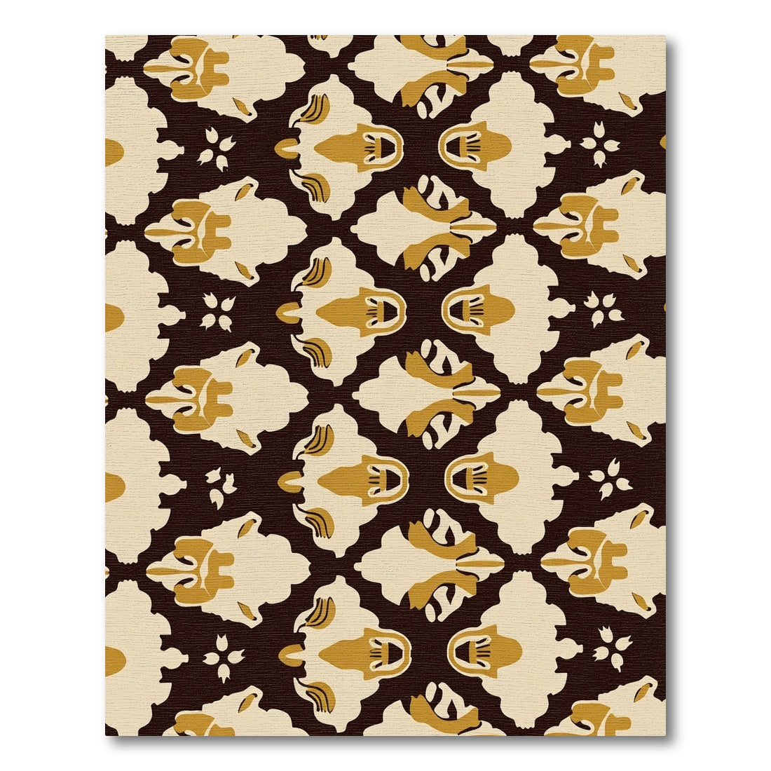 Cream Gold Floral Ogee Rug