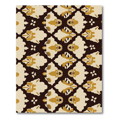 Cream Gold Floral Ogee Rug