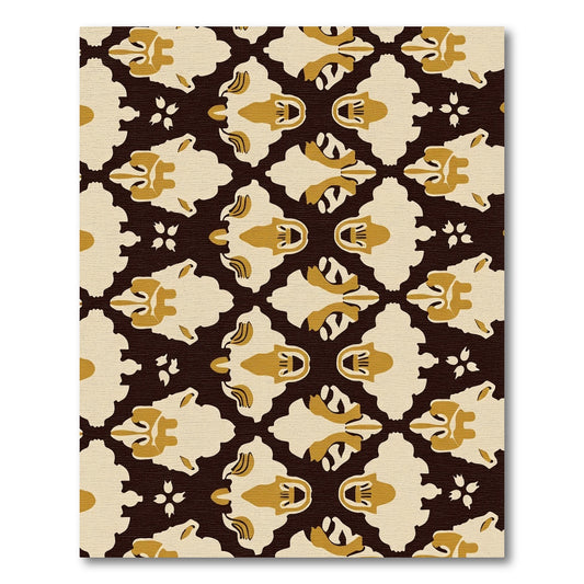 Cream Gold Floral Ogee Rug
