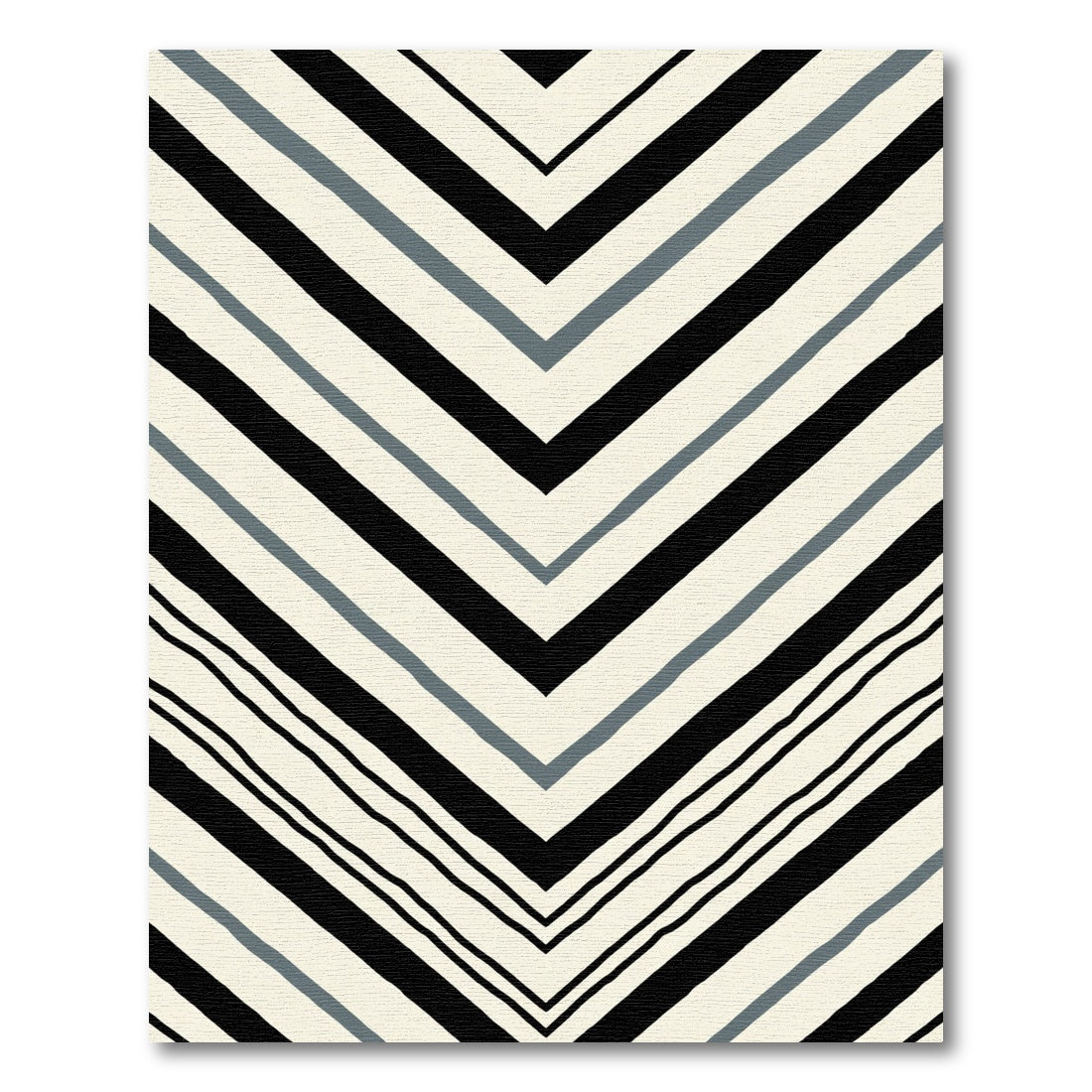 Chevron Black Gray Stripes Rug