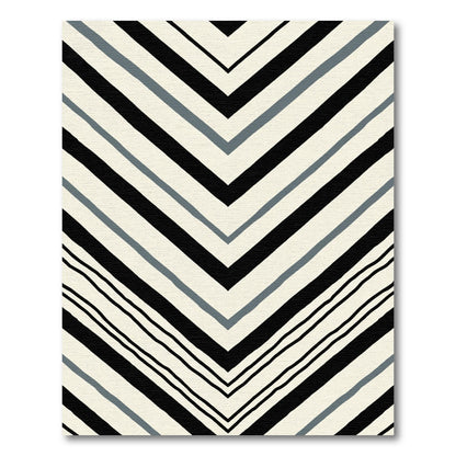 Chevron Black Gray Stripes Rug