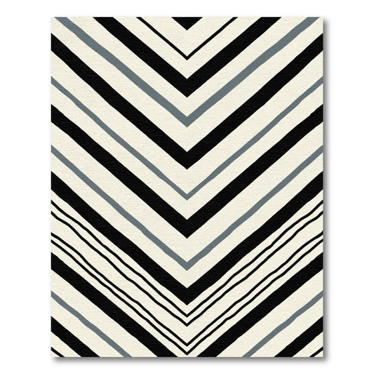Chevron Black Gray Stripes Rug