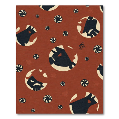 Rust Orange Abstract Face Swirl Rug
