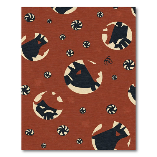 Rust Orange Abstract Face Swirl Rug