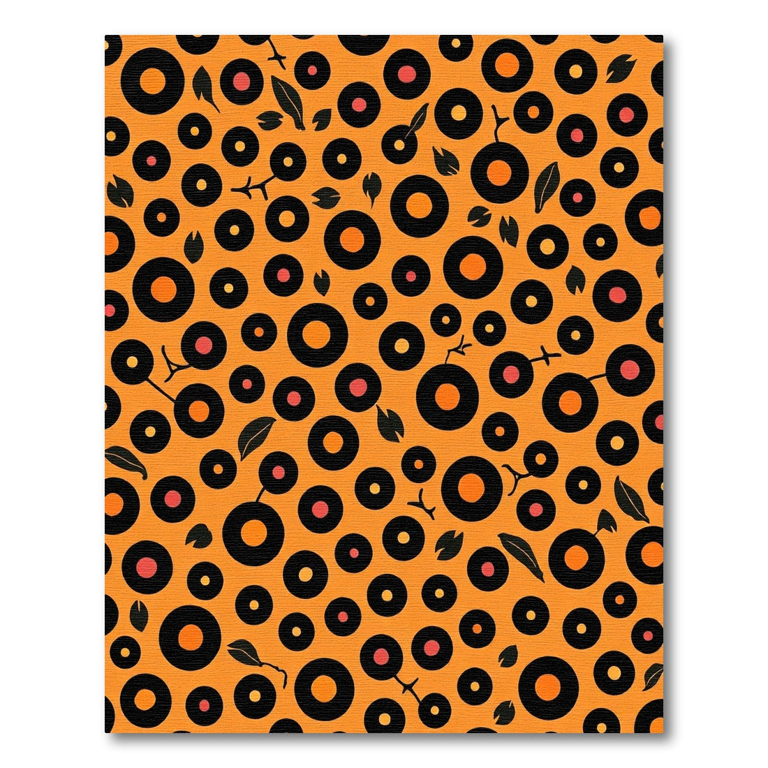 Orange Circles with Black Dot Accents Rug