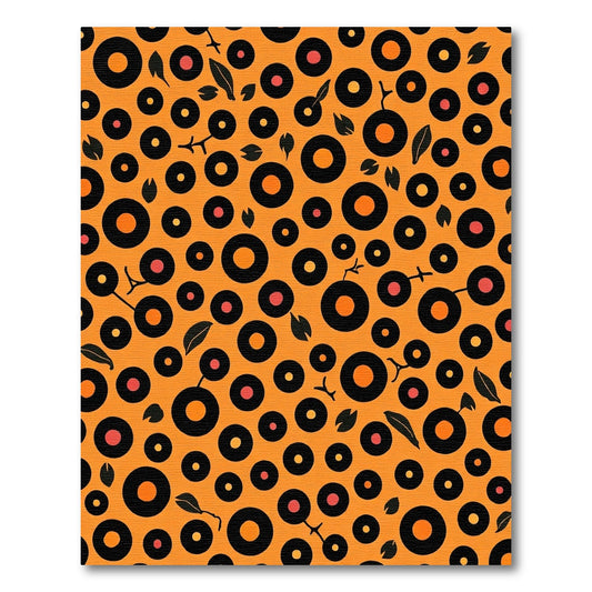 Orange Circles with Black Dot Accents Rug