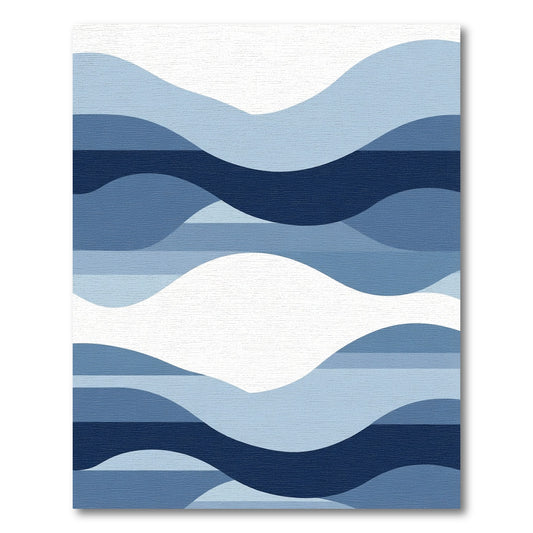 Deep Blue Abstract Wave Layers Rug
