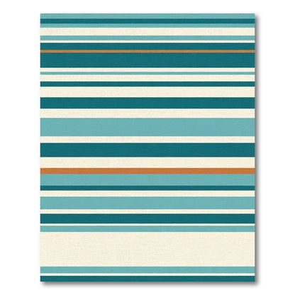 Aqua Teal Cream Striped Horizon Line Rug