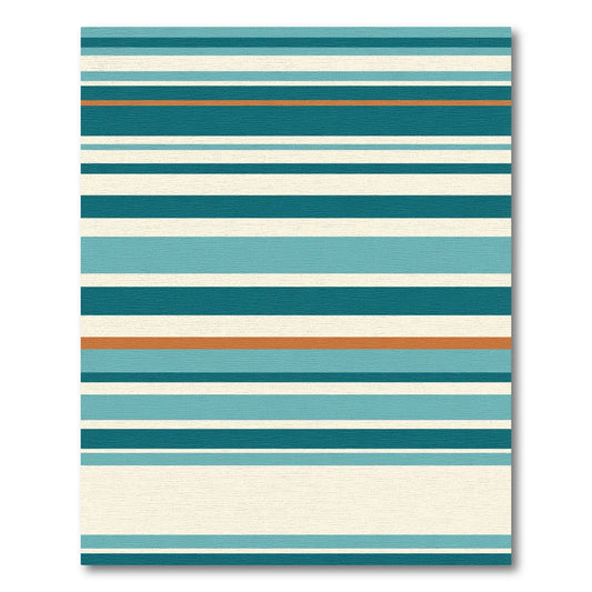 Aqua Teal Cream Striped Horizon Line Rug