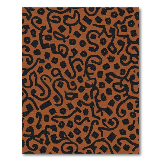 Earthy Brown Black Abstract Swirl Shapes Rug
