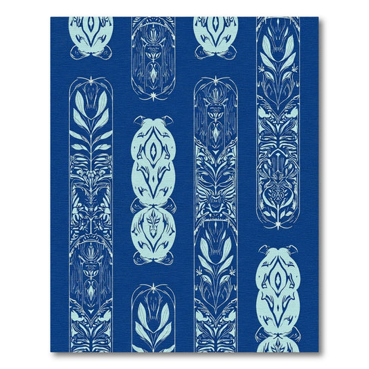 Art Nouveau Blue Floral Column Rug