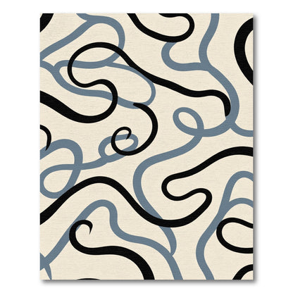 Abstract Black Gray Swirls Rug