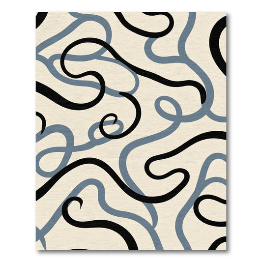 Abstract Black Gray Swirls Rug