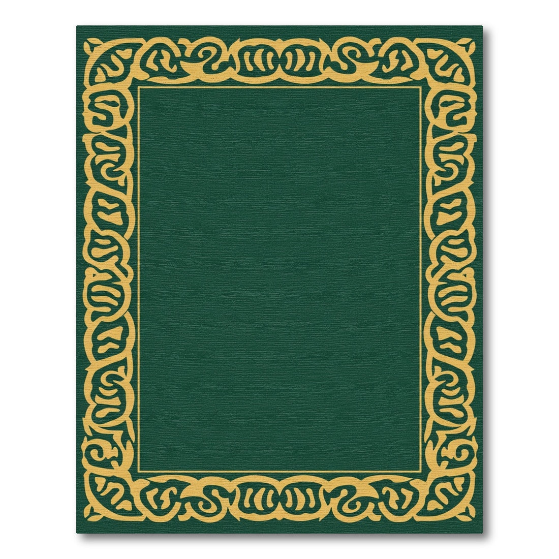 Emerald Green And Gold Scroll Border Rug