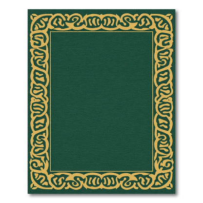 Emerald Green And Gold Scroll Border Rug