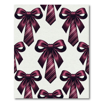Elegant Burgundy Ribbon Tie Seamless Grid Rug