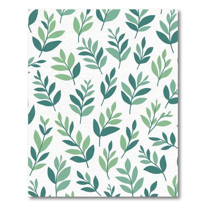Serene Green Leafy Branches Composition Rug