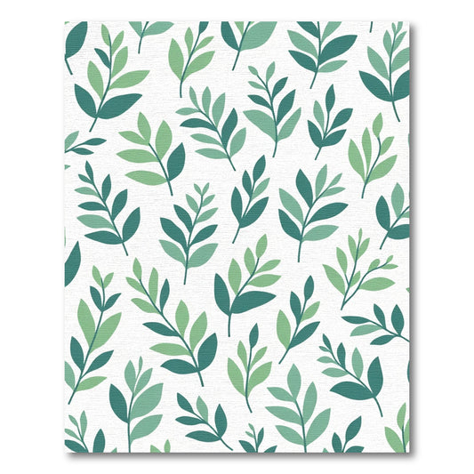Serene Green Leafy Branches Composition Rug