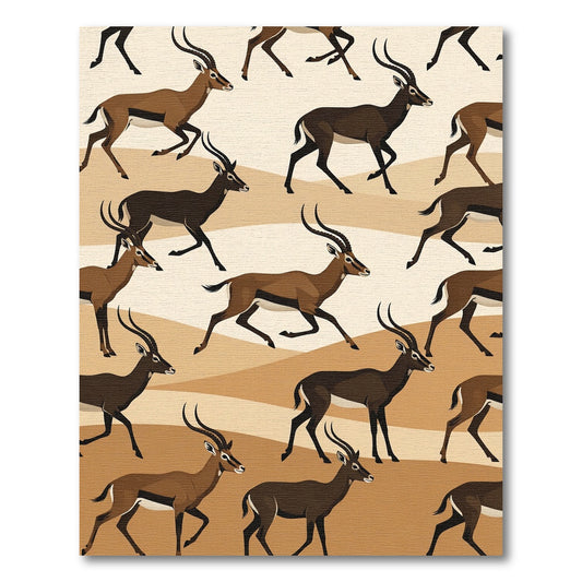 Running Gazelle Earthy Tone Animal Art Rug