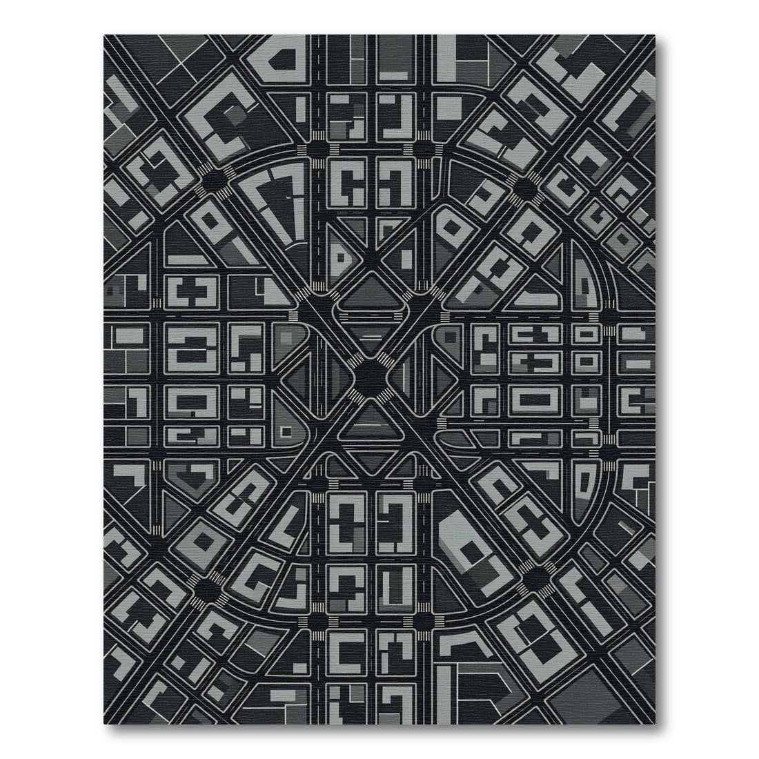 Monochrome Urban Street Grid Rug