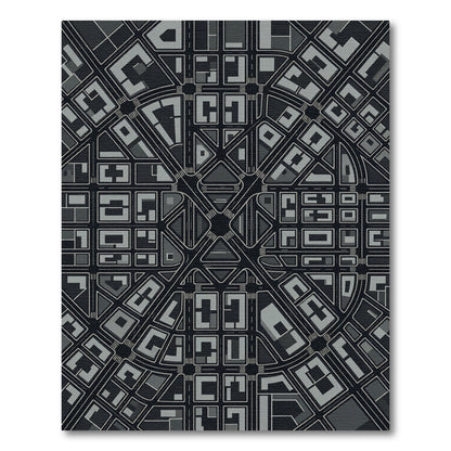 Monochrome Urban Street Grid Rug