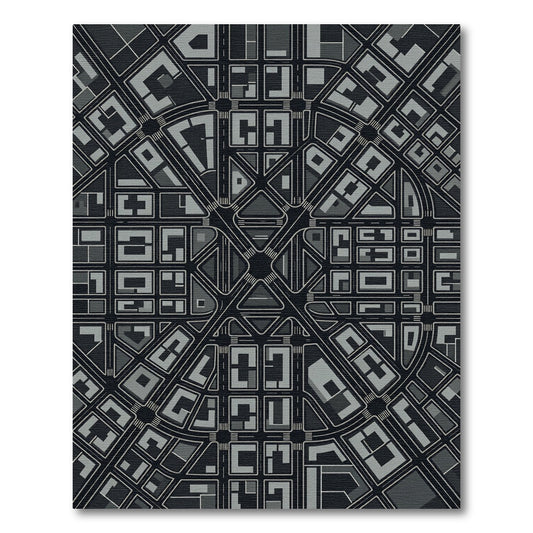 Monochrome Urban Street Grid Rug