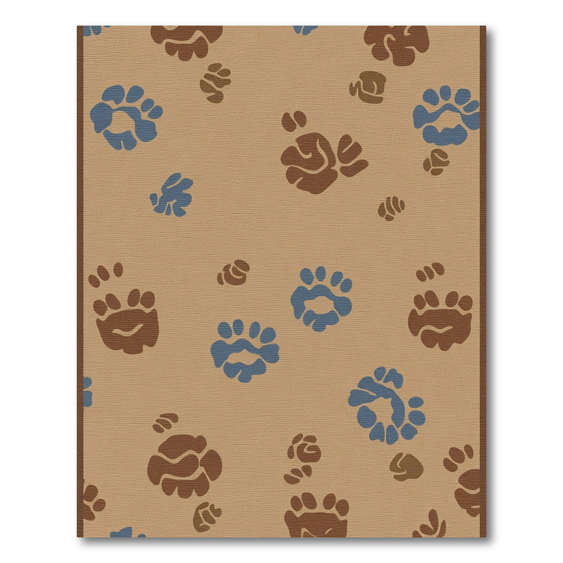 Brown Blue Paw Prints Scatter Rug