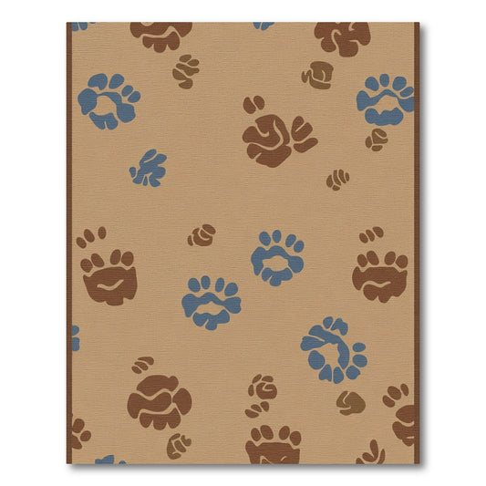 Brown Blue Paw Prints Scatter Rug
