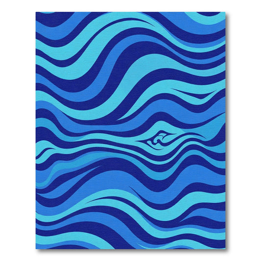 Deep Blue Wave Swirl Abstract Rug