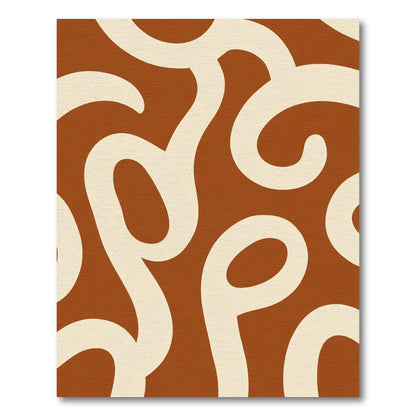 Cream Curves Bold Terracotta Abstraction Rug