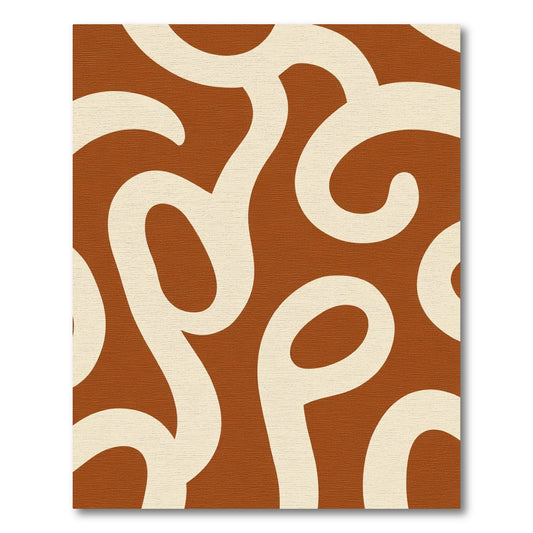 Cream Curves Bold Terracotta Abstraction Rug