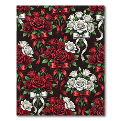 Romantic Red White Rose Bouquet Rug
