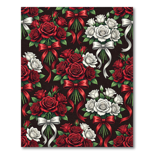 Romantic Red White Rose Bouquet Rug