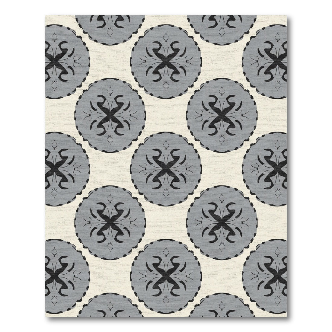 Gray Round Medallion Cream Backdrop Rug