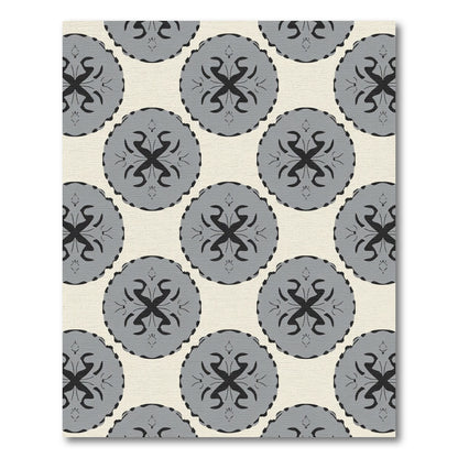 Gray Round Medallion Cream Backdrop Rug